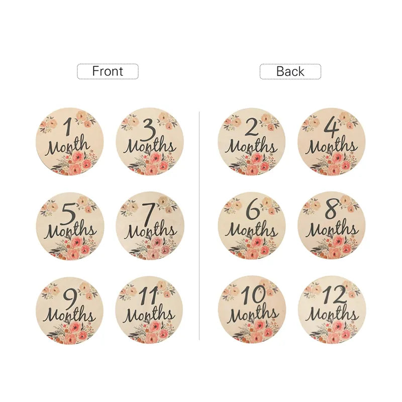 Wooden Balloon Milestone Month Card