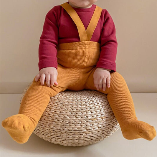 High Waist Footed Suspender Leggings