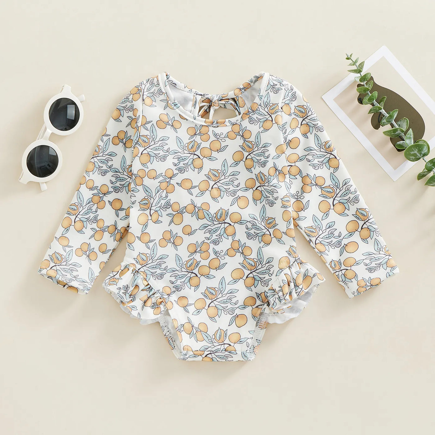 Baby Girl Floral Print Backless Bathing Suit