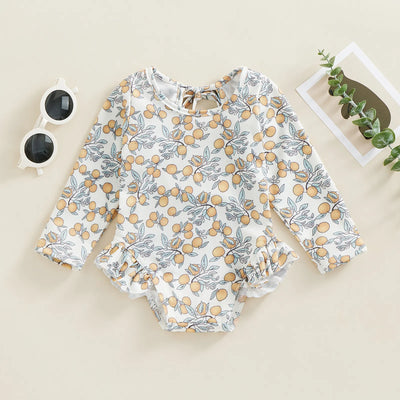 Baby Girl Floral Print Backless Bathing Suit