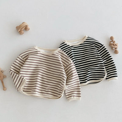 Striped Curved Edge Sweater
