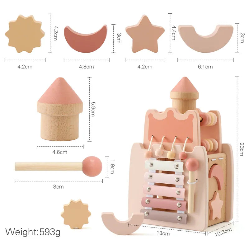 Wooden Rocket Castle Building Blocks Stacking Puzzle