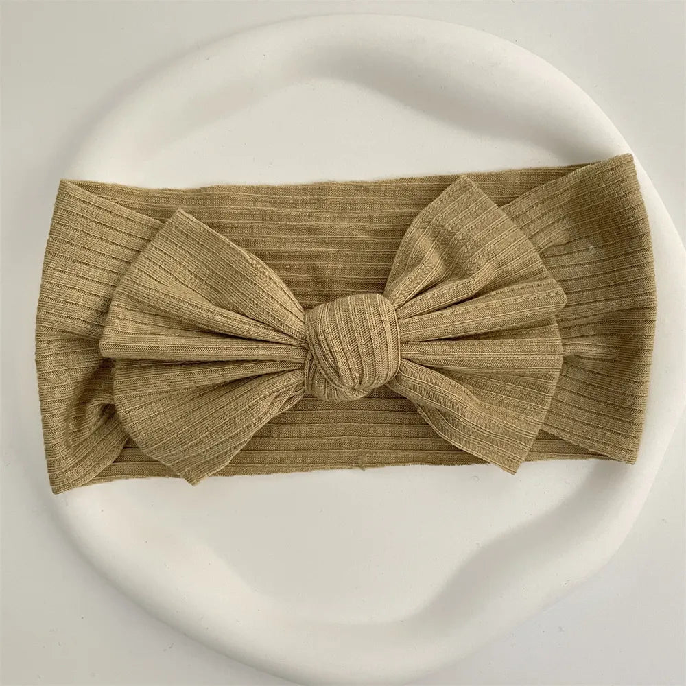 Ribbed Bow Elastic Soft Headband