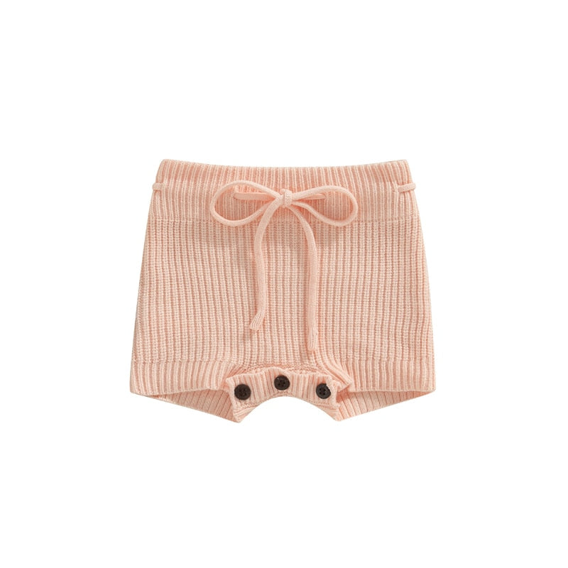 Baby Girls Solid Color Knit Shorts