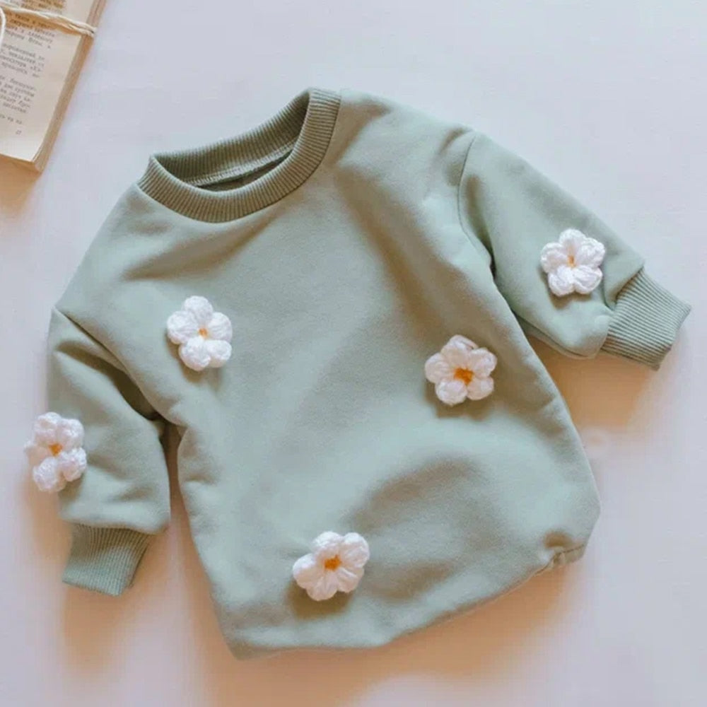 Green Embroidered Flower Sweater Bodysuit