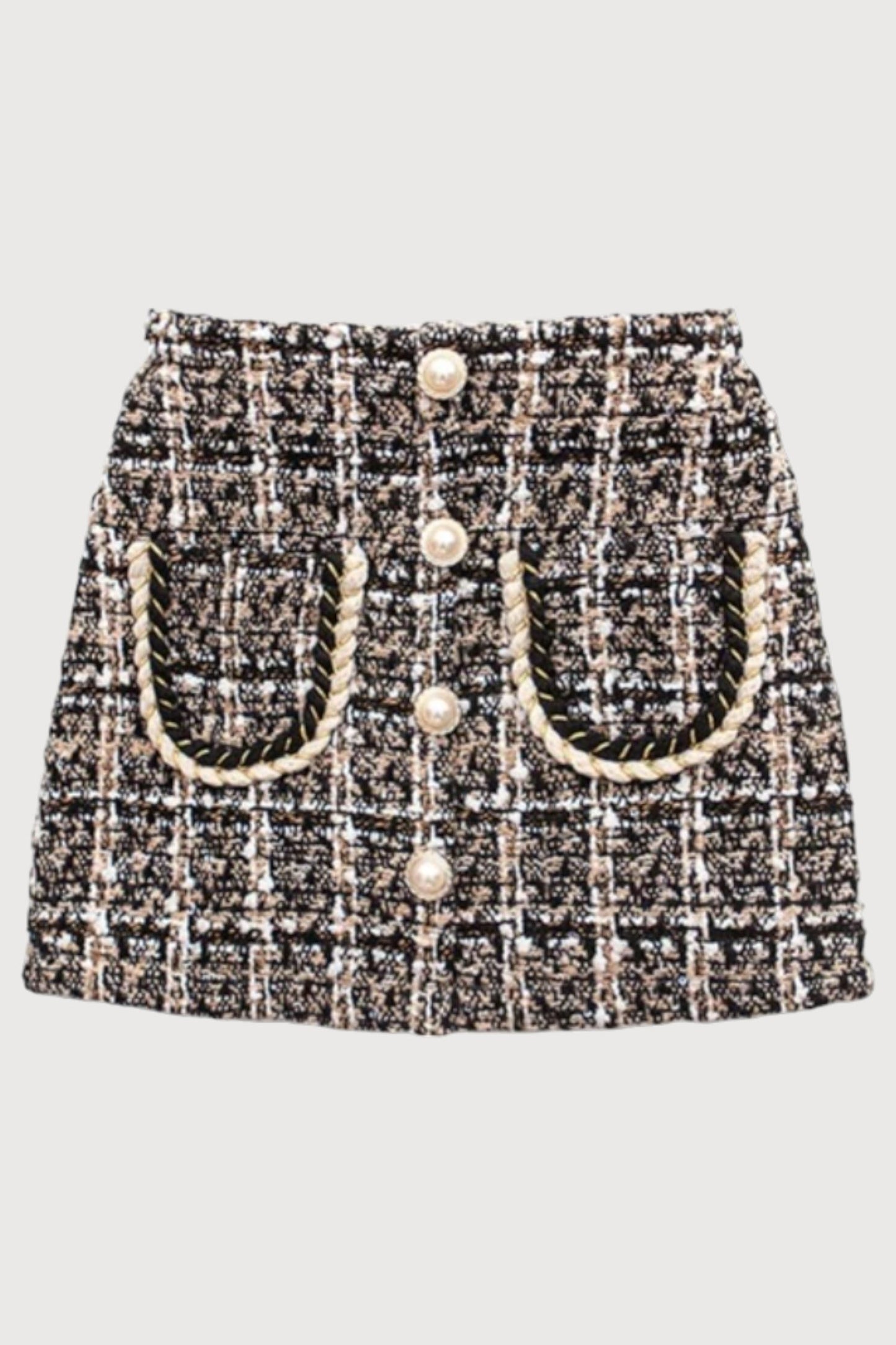 Tweed Skirt With Pearl Buttons