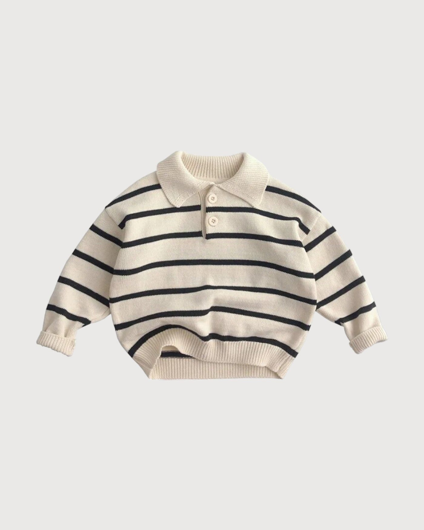 Striped Down Collar Sweater