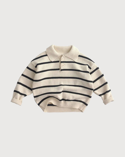 Striped Down Collar Sweater