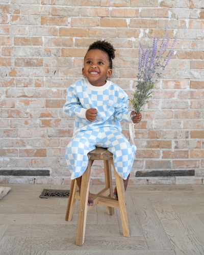 knitted Checkered Sweater Set