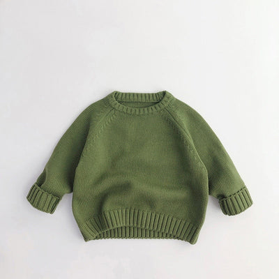 Solid Cotton Round Neck Sweater