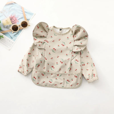 Girls Ruffle Waterproof Long Sleeve Art Bib