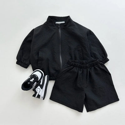 Lightweight Zipper Shorts Jogger Set