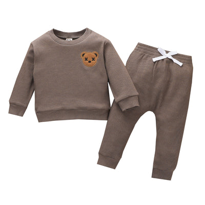 Teddy Bear Ribbed Tracksuit Waffle Set