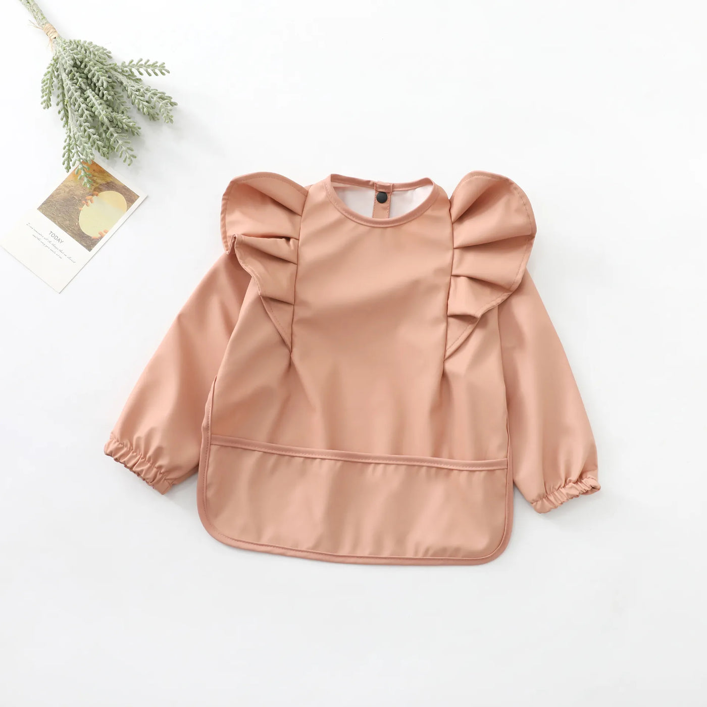 Girls Ruffle Waterproof Long Sleeve Art Bib
