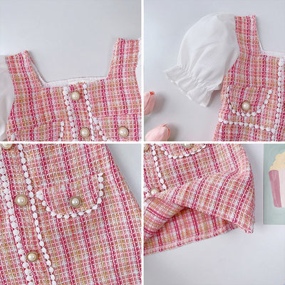 Short Puff sleeve Tweed Dress