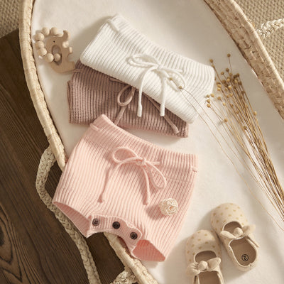 Baby Girls Solid Color Knit Shorts