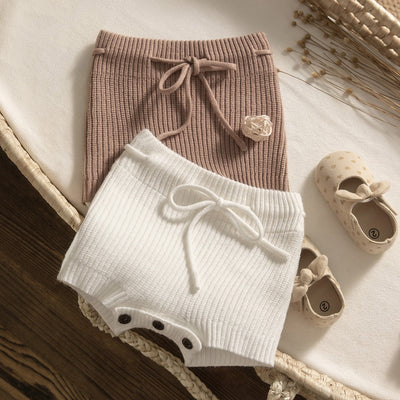 Baby Girls Solid Color Knit Shorts