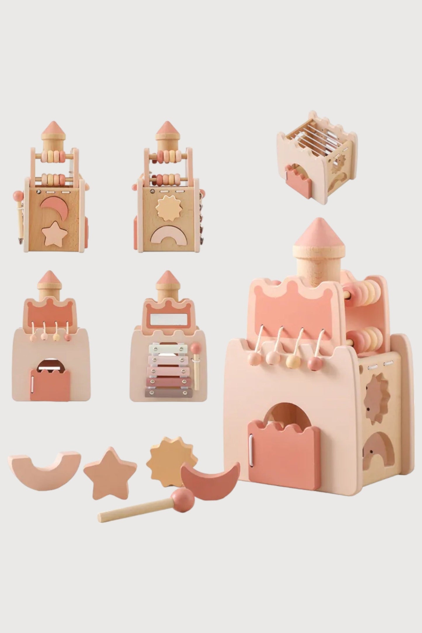 Wooden Rocket Castle Building Blocks Stacking Puzzle