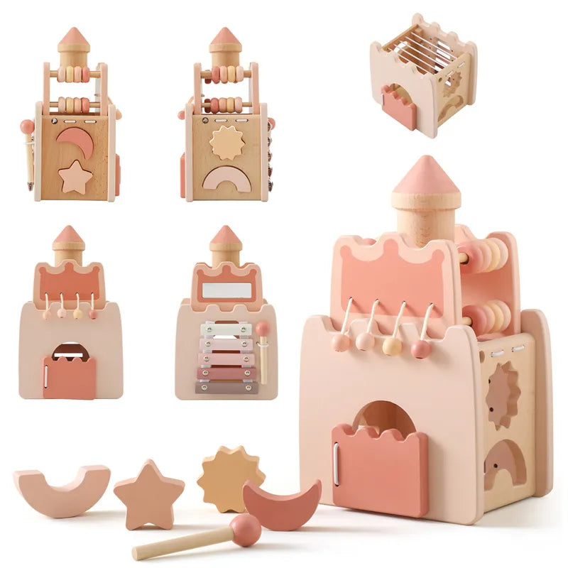 Wooden Rocket Castle Building Blocks Stacking Puzzle