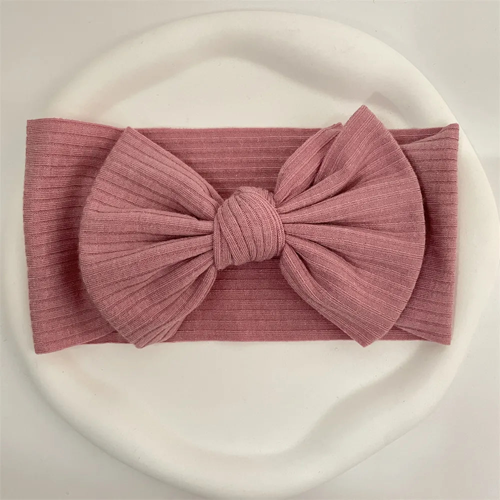 Ribbed Bow Elastic Soft Headband