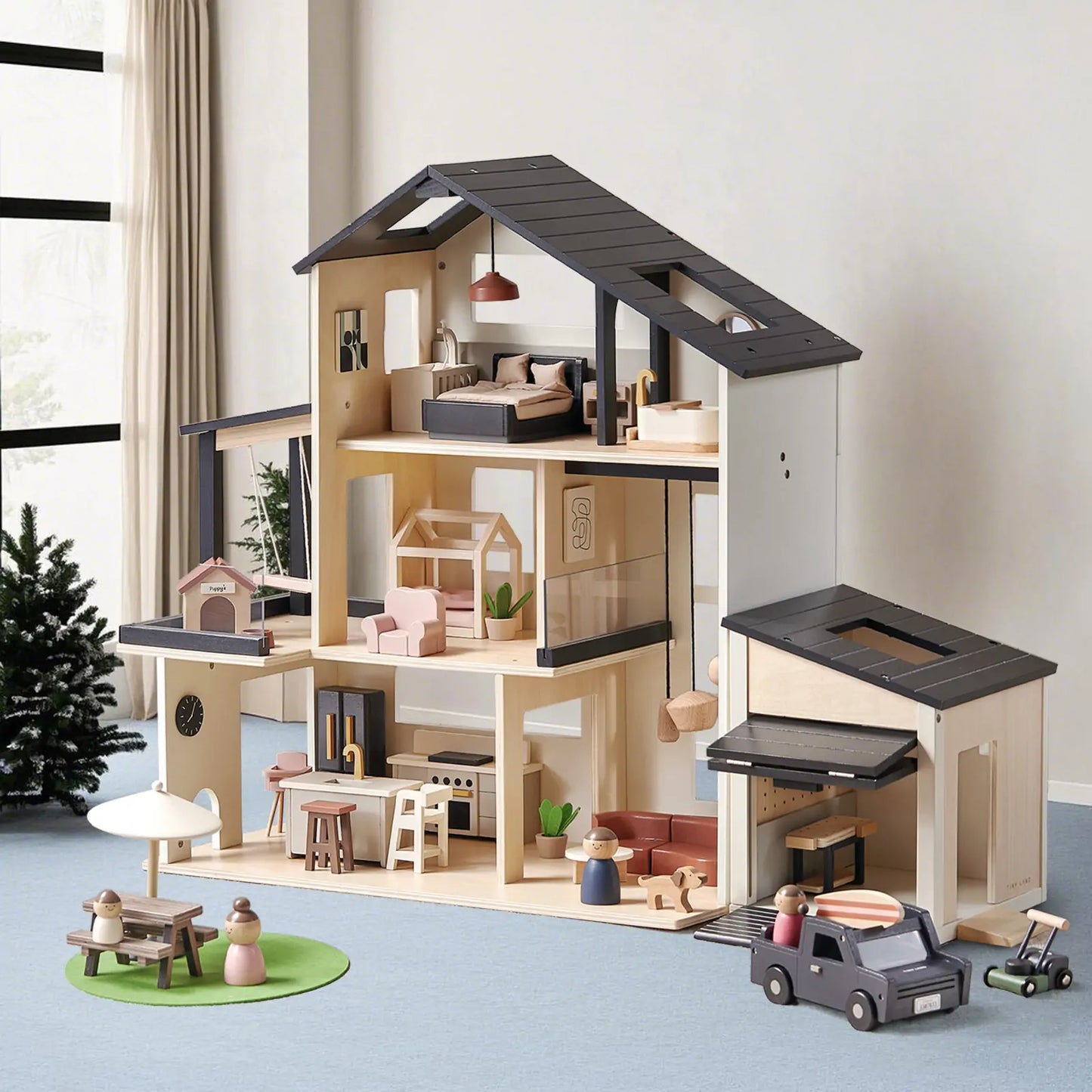 Tiny Land® Wooden Dollhouse - Garage - Kidtoycart