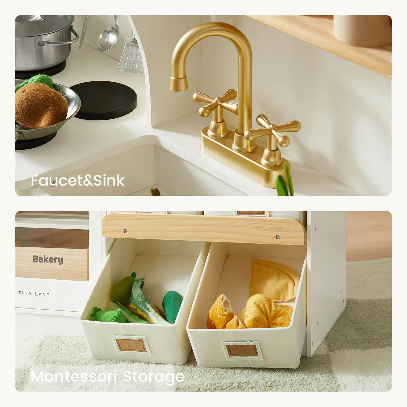Tiny Land® Serenity Play Kitchen - Cream - Kidtoycart