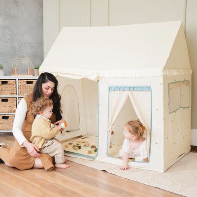 Tiny Land® Sweet Citrus Kids Play Tent – White and Blue Indoor Playhouse