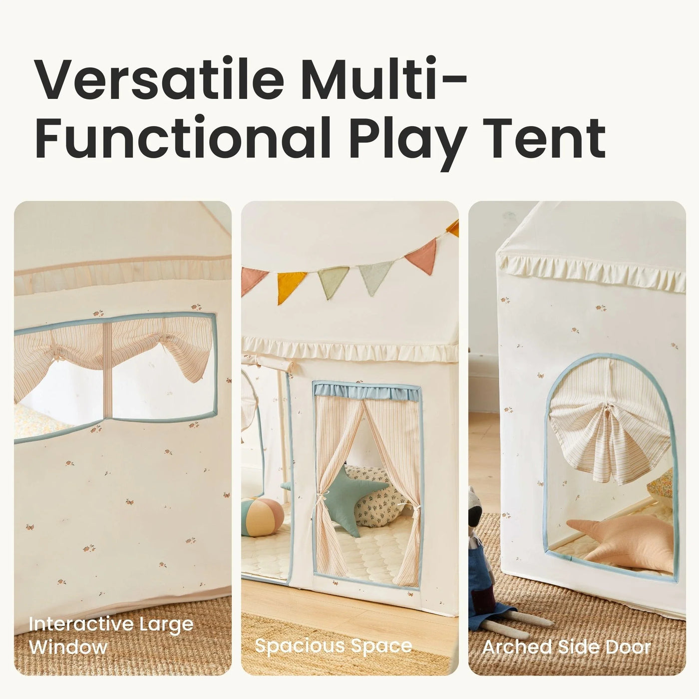 Tiny Land® Sweet Citrus Kids Play Tent – White and Blue Indoor Playhouse