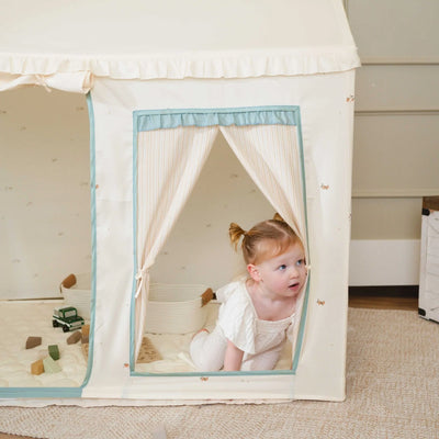 Tiny Land® Sweet Citrus Kids Play Tent – White and Blue Indoor Playhouse