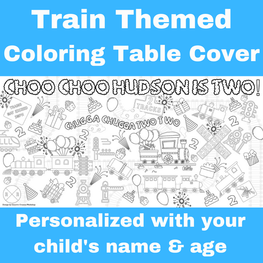 Train Birthday Coloring Tablecloth