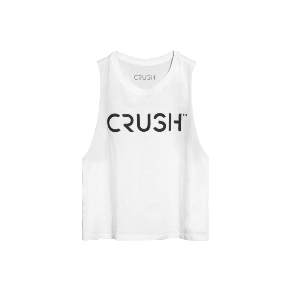CRUSH Black Logo White Crop Tank (women's)