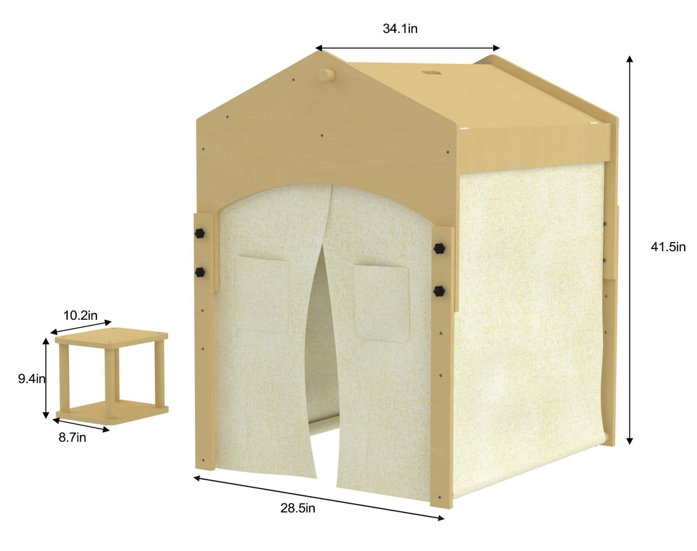 Ash - Wood Adjustable Learning Tent with Desk and Chair