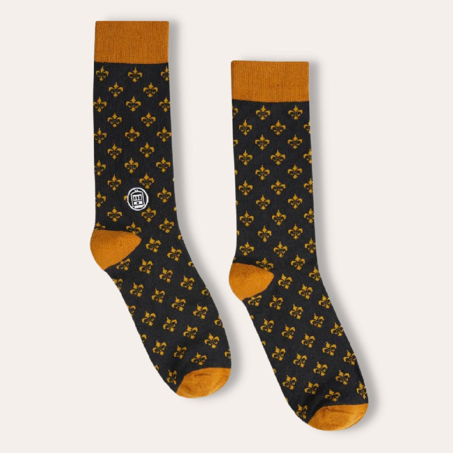 Black & Gold Fleur de Lis Socks by Bonfolk