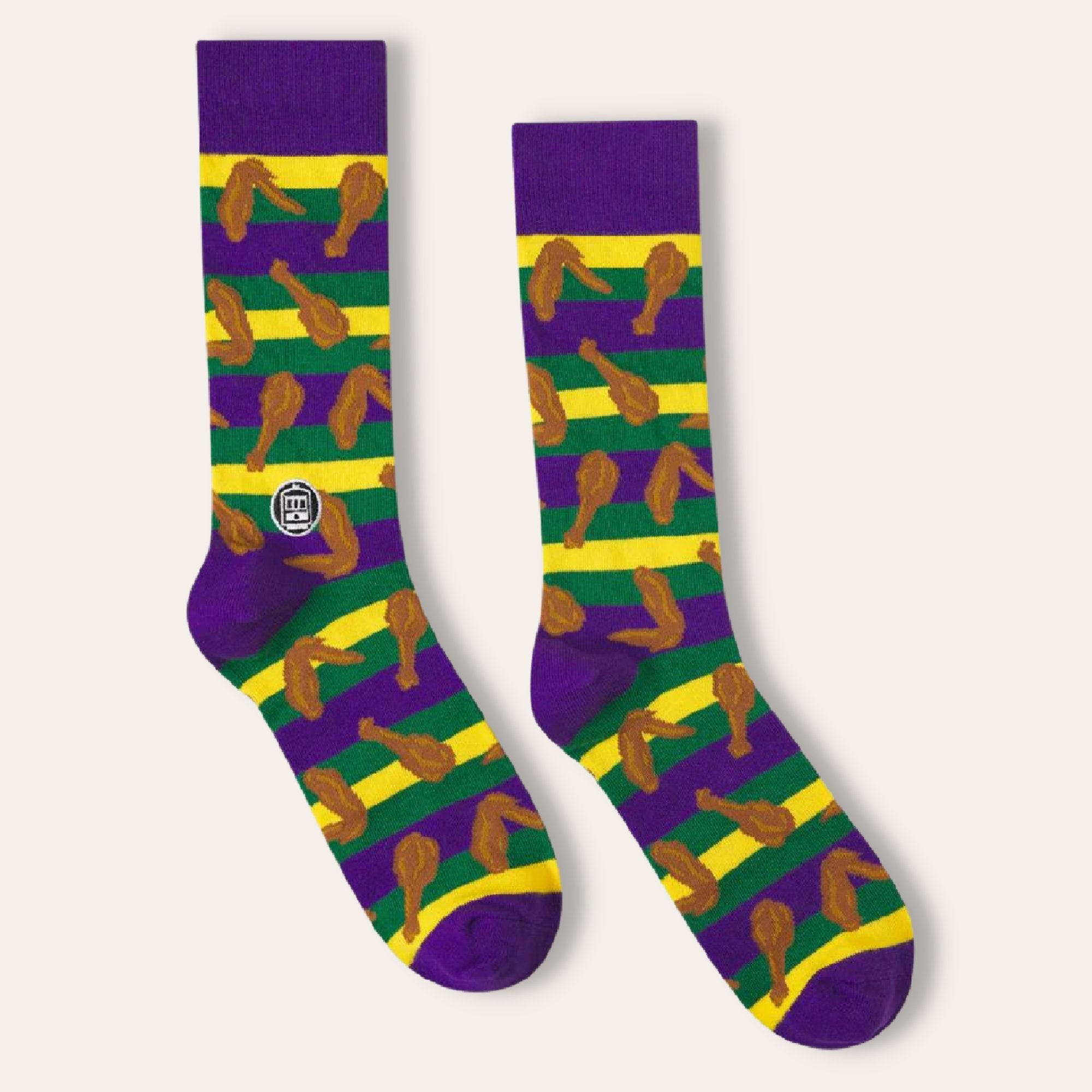 Mardi Gras Fried Chicken Socks by Bonfolk