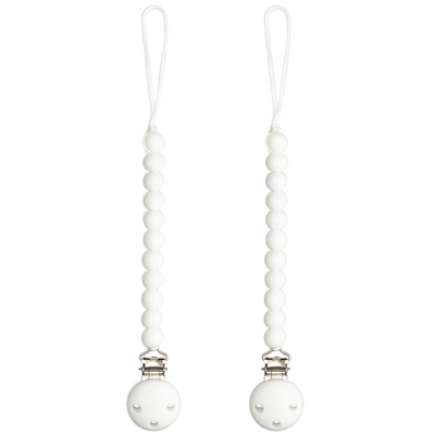 Pacifier Clips, 2 Pack by Comfy Cubs - White