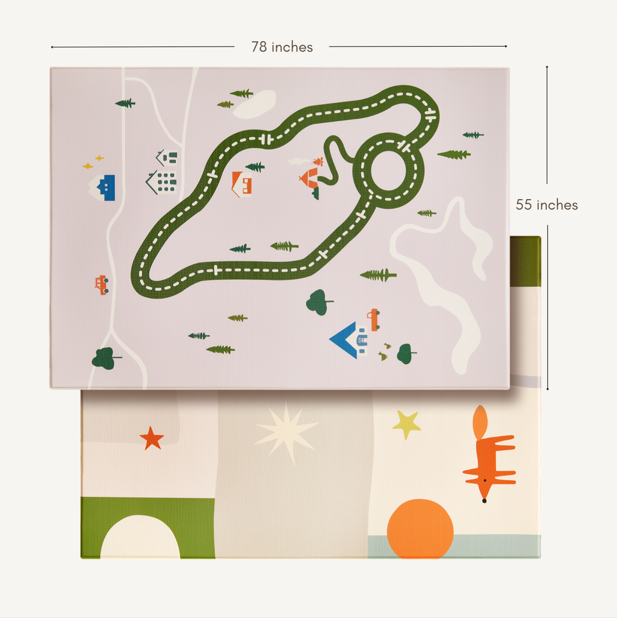 Tiny Land® Double-Sided Baby Playmat Forest Track Wonder - Kidtoycart