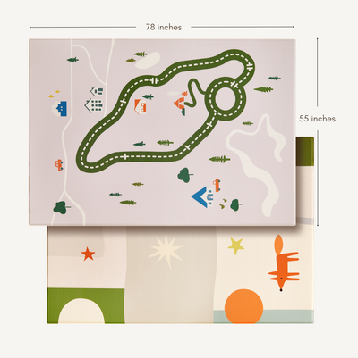 Tiny Land® Double-Sided Baby Playmat Forest Track Wonder - Kidtoycart