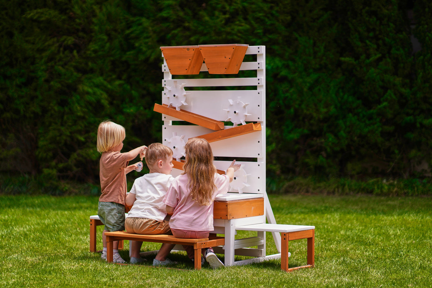 Avenlur Large Wooden Water Table – Multi-Level Sensory Play with Water Wheels & Tabletop