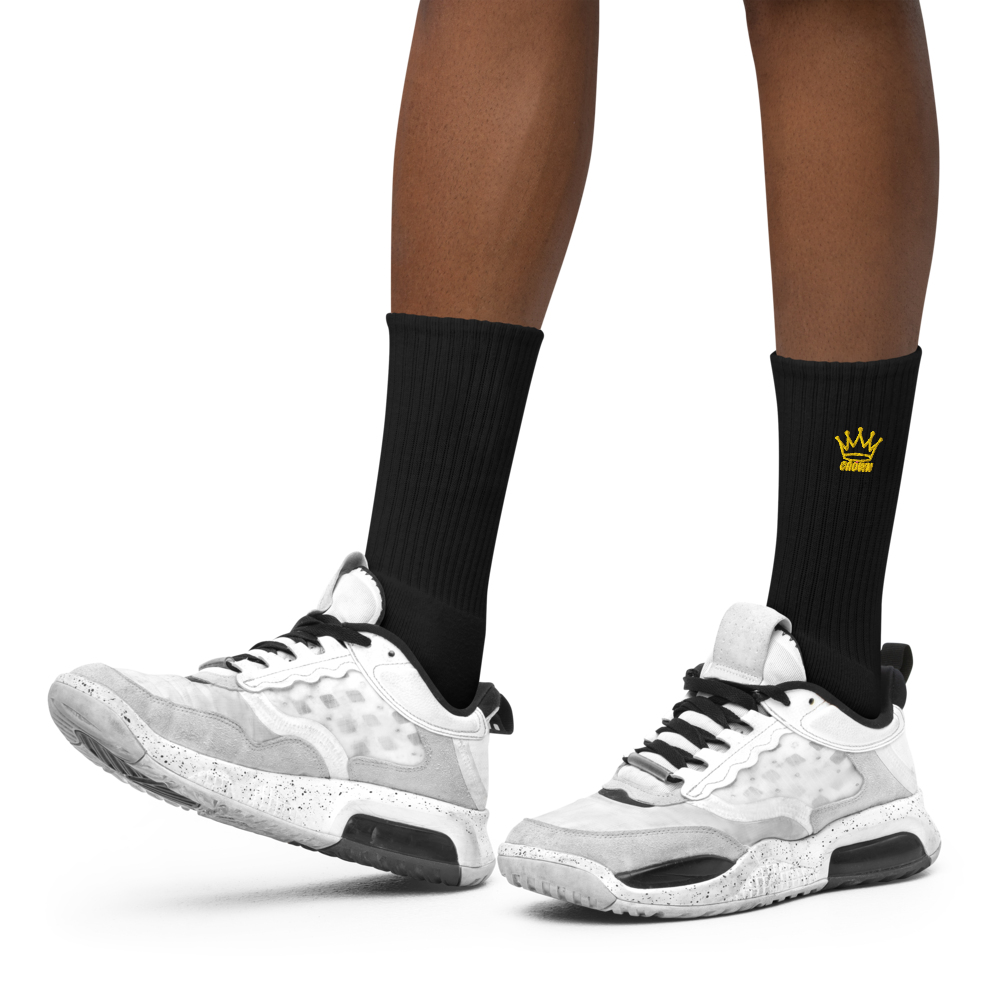 CROWN PICKLEBALL - Embroidered Logo Socks (Black)