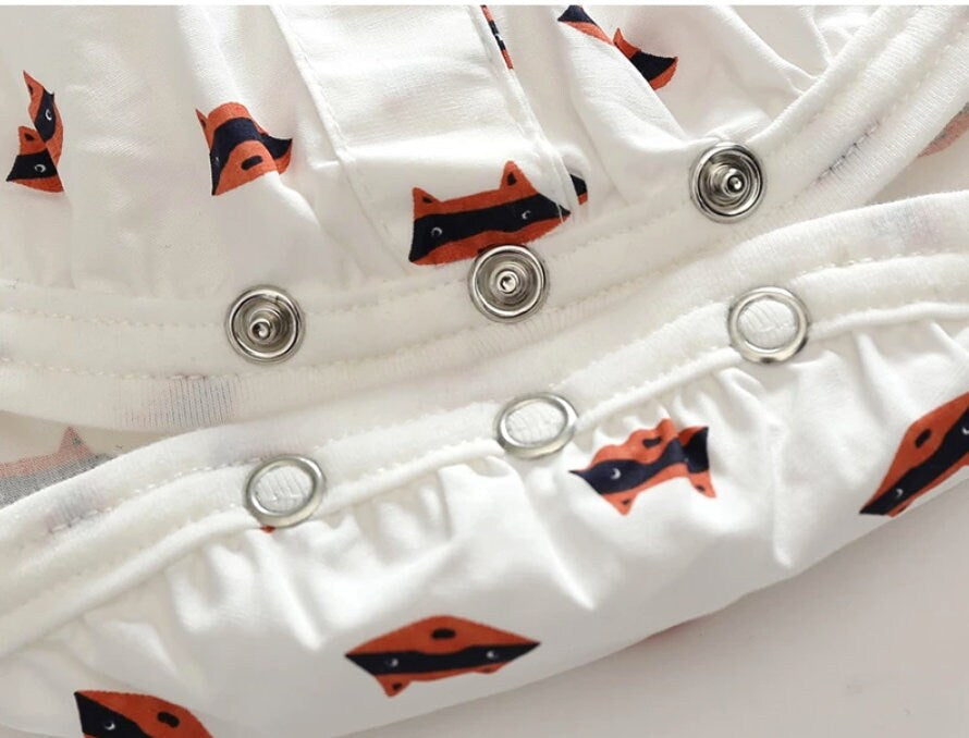 Fox Print Long Sleeve Shirt, Vest and Pants Bowtie Set