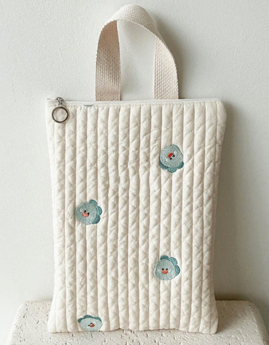 Quilted Embroidered Diaper travel Bag