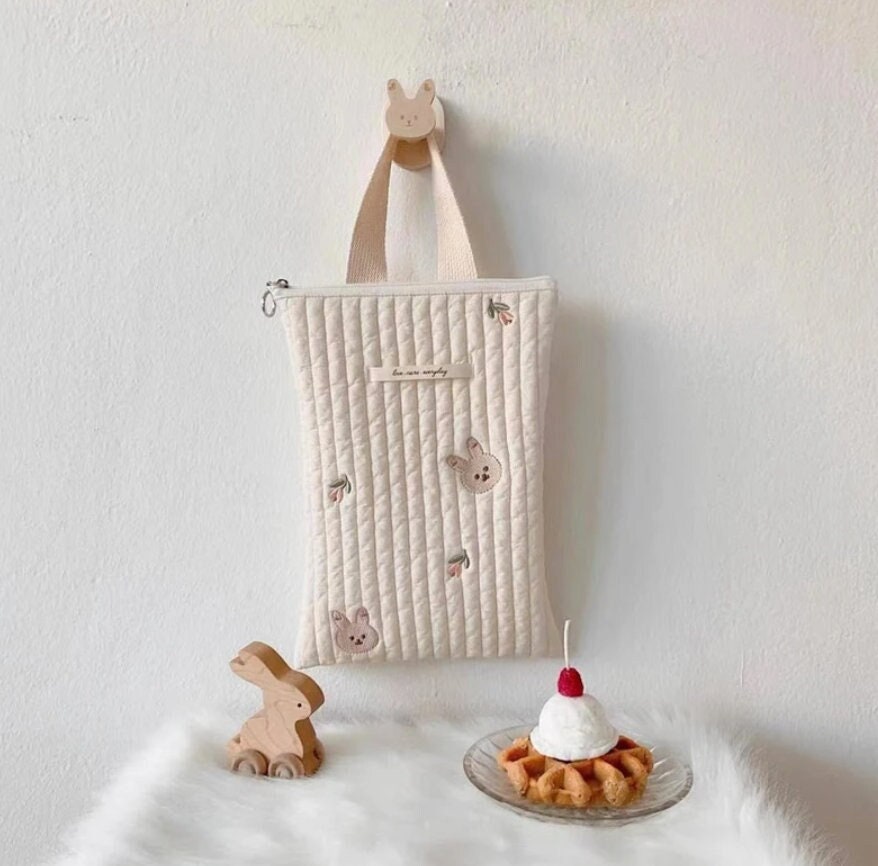 Quilted Embroidered Diaper travel Bag