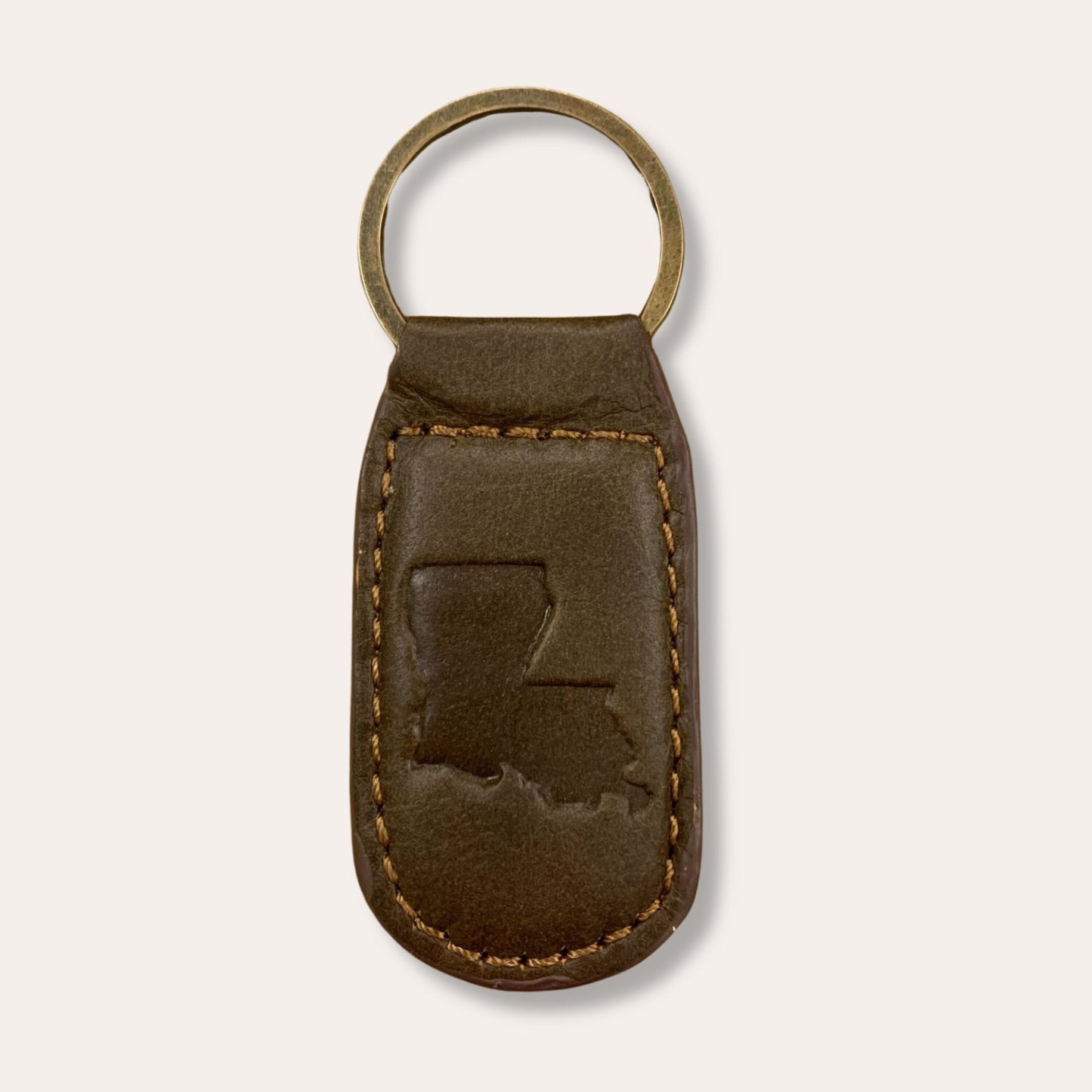 Leather Louisiana Embossed Keychain