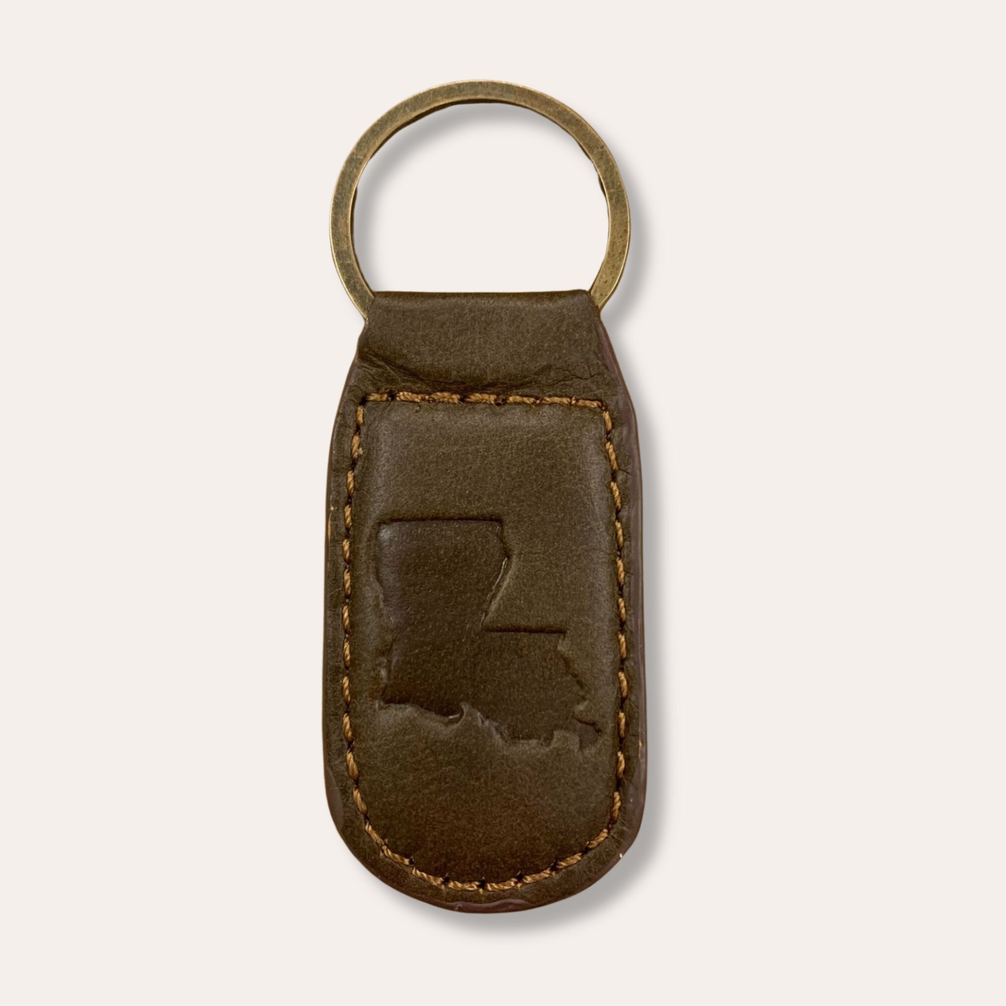 Leather Louisiana Embossed Keychain