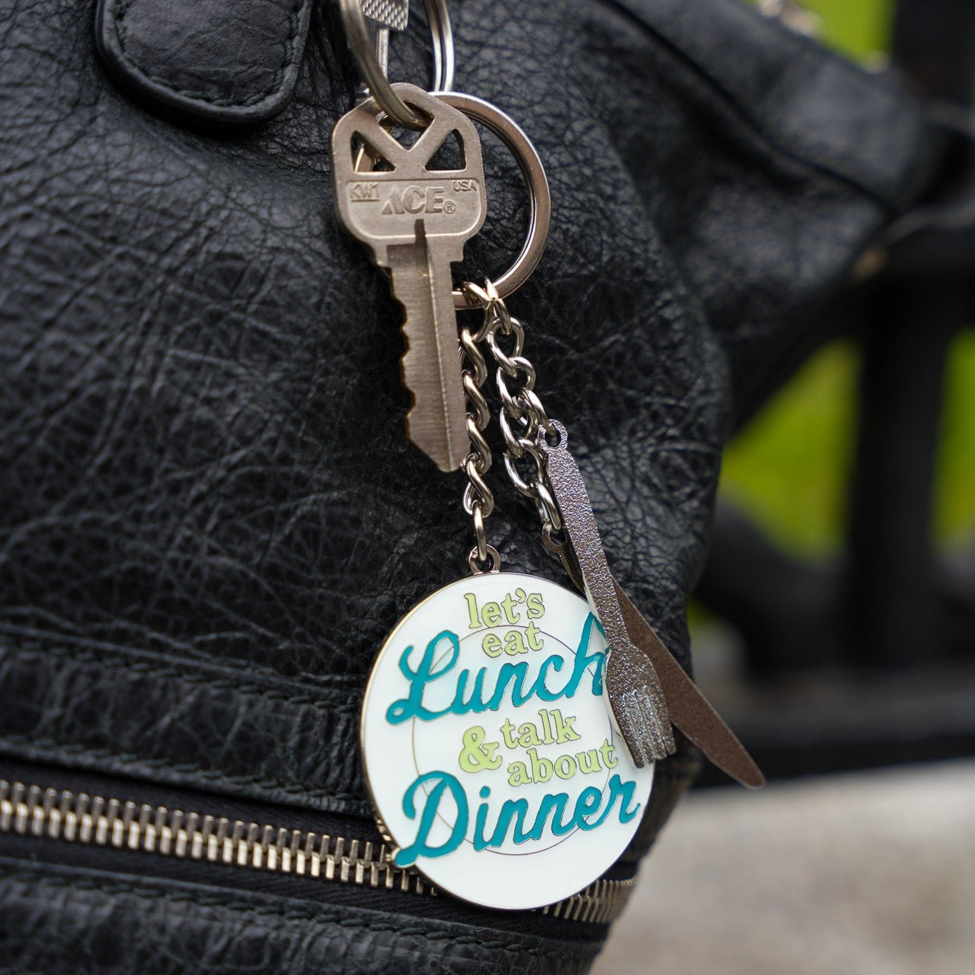 Let's Eat Lunch & Talk About Dinner Keychain