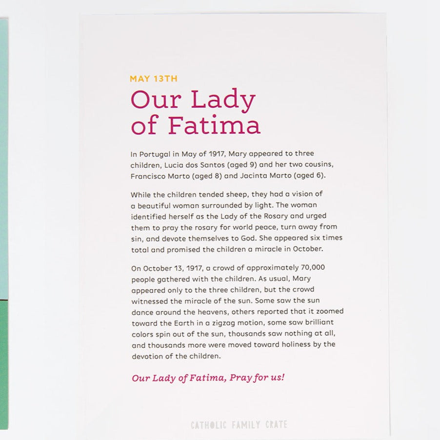 St. Dominic Savio, Our Lady of Fatima & Mary Crowning Crate