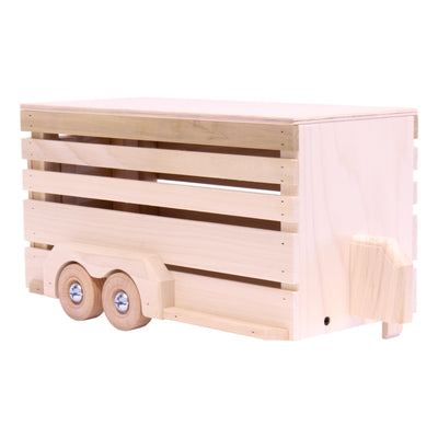 Amish-Made Wooden Horse Trailer Toy, Unfinished Wood - Kidtoycart