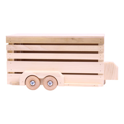 Amish-Made Wooden Horse Trailer Toy, Unfinished Wood - Kidtoycart