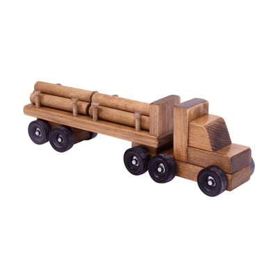 Amish-Made Wooden Log Semi Truck Toy, With Removable Logs - Kidtoycart