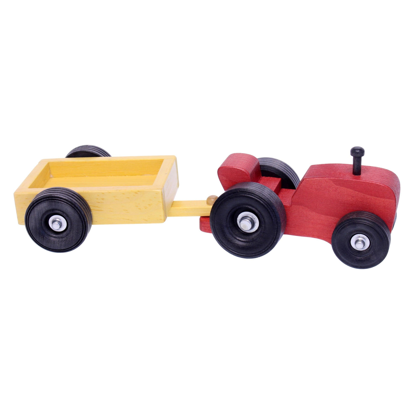Amish-Made Wooden Small Toy Tractor and Wagon Set - Kidtoycart